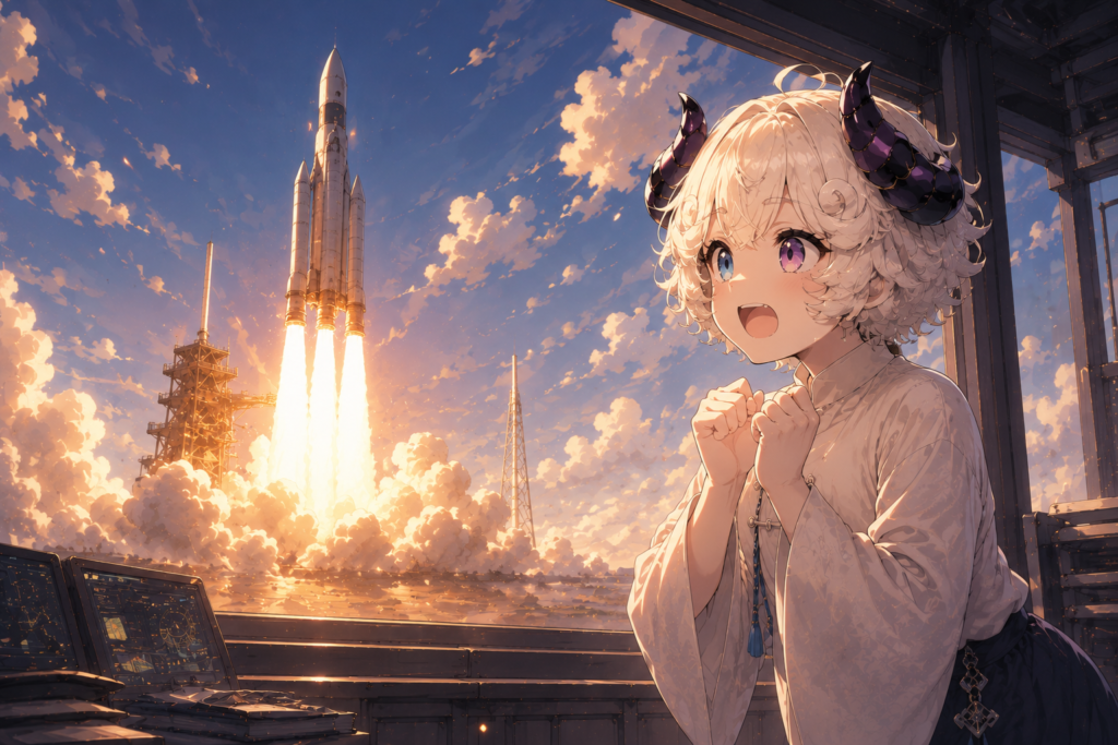 火星移住に向けたロケット打ち上げのイメージ画像