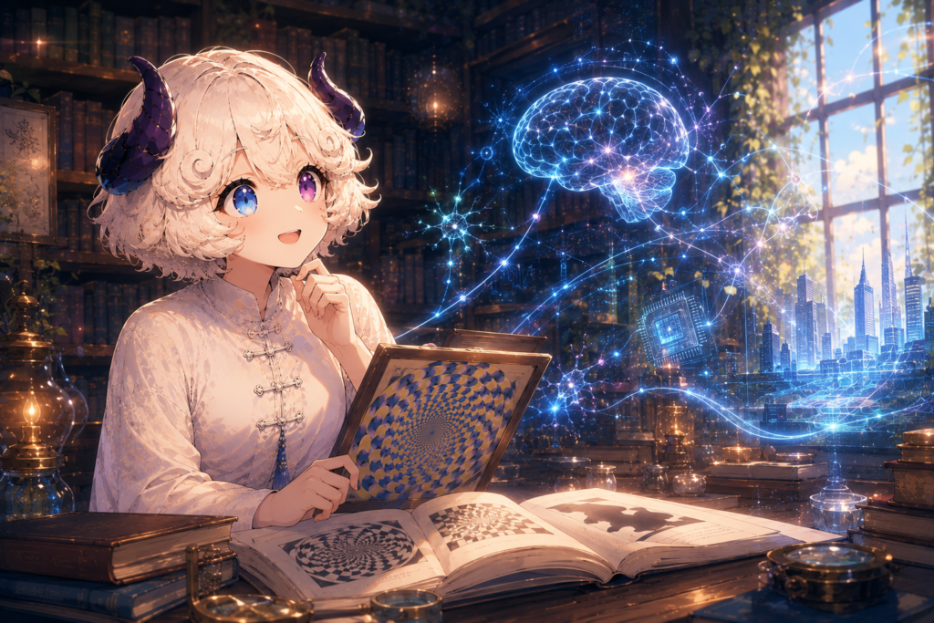 脳が視覚情報を予測しながら処理する様子のイメージ図